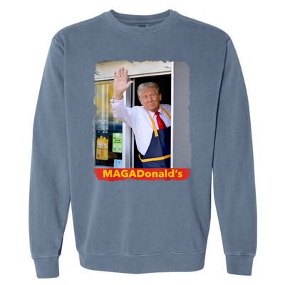 Maga Donalds Trump Serving French Fries Funny Trump Works Drive Thru Gift Garment-Dyed Sweatshirt