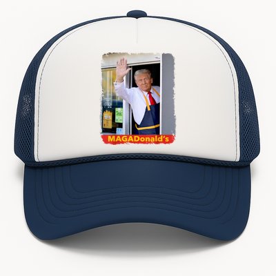 Maga Donalds Trump Serving French Fries Funny Trump Works Drive Thru Gift Trucker Hat