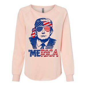 Merica Donald Trump 4th Of July Patristic American Flag Womens California Wash Sweatshirt