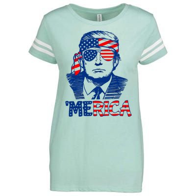 Merica Donald Trump 4th Of July Patristic American Flag Enza Ladies Jersey Football T-Shirt