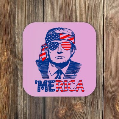 Merica Donald Trump 4th Of July Patristic American Flag Coaster