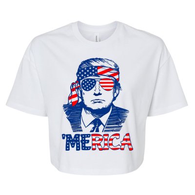 Merica Donald Trump 4th Of July Patristic American Flag Bella+Canvas Jersey Crop Tee