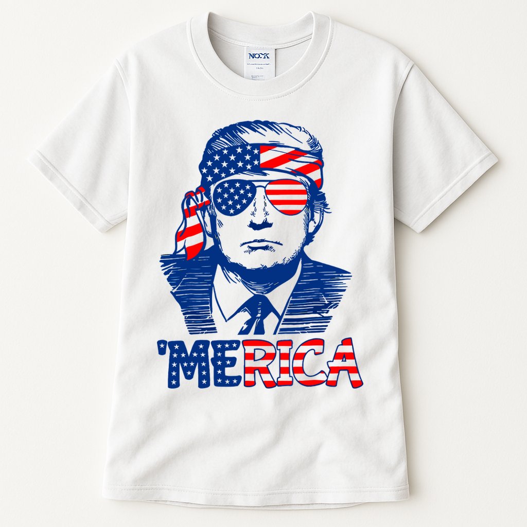 Merica Donald Trump 4th Of July Patristic American Flag Tall T-Shirt