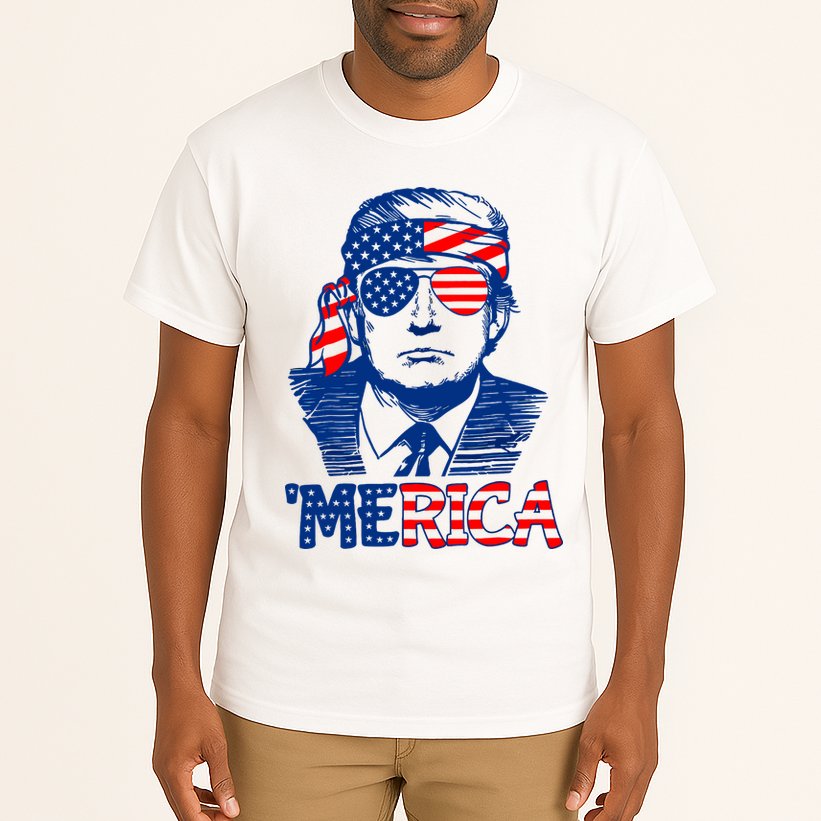 Merica Donald Trump 4th Of July Patristic American Flag Tall T-Shirt