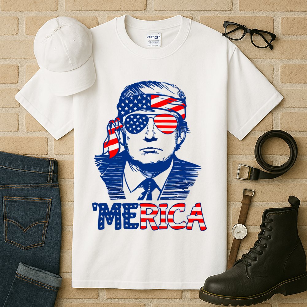 Merica Donald Trump 4th Of July Patristic American Flag Tall T-Shirt