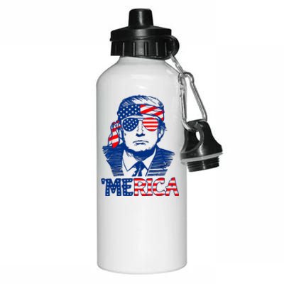 Merica Donald Trump 4th Of July Patristic American Flag Aluminum Water Bottle