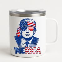 Merica Donald Trump 4th Of July Patristic American Flag 12 oz Stainless Steel Tumbler Cup