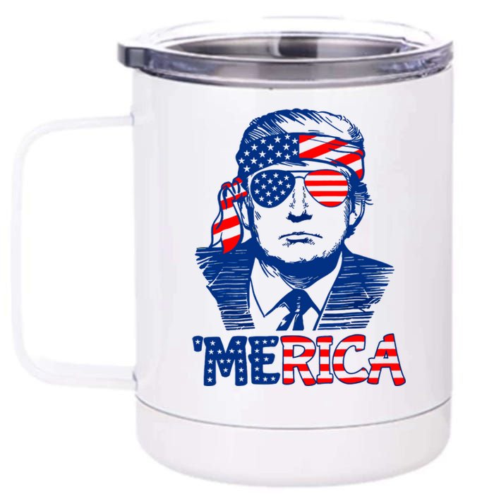 Merica Donald Trump 4th Of July Patristic American Flag 12 oz Stainless Steel Tumbler Cup