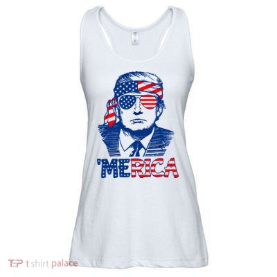 Merica Donald Trump 4th Of July Patristic American Flag Ladies Essential Flowy Tank