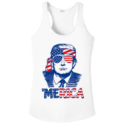 Merica Donald Trump 4th Of July Patristic American Flag Ladies PosiCharge Competitor Racerback Tank