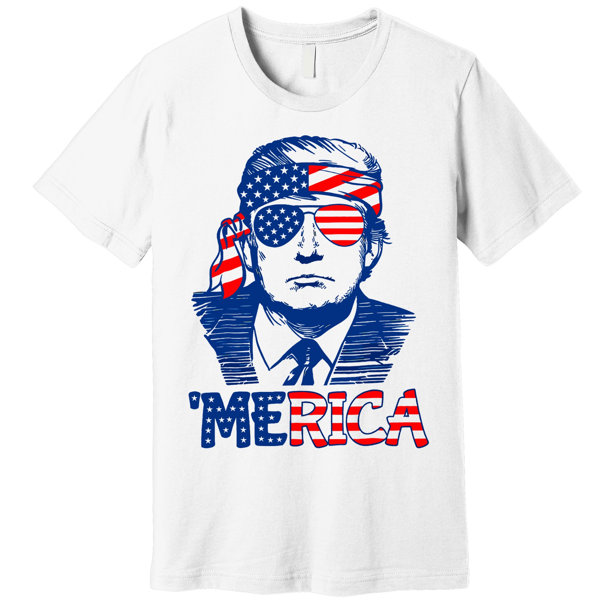 Merica Donald Trump 4th Of July Patristic American Flag Premium T-Shirt