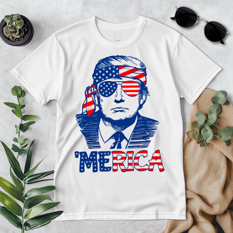 Merica Donald Trump 4th Of July Patristic American Flag Premium T-Shirt