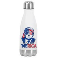 Merica Donald Trump 4th Of July Patristic American Flag Stainless Steel Insulated Water Bottle