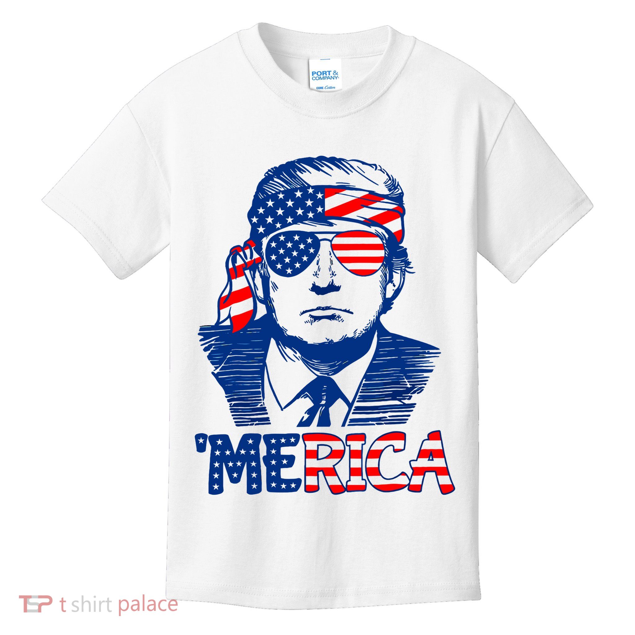 Merica Donald Trump 4th Of July Patristic American Flag Kids T-Shirt