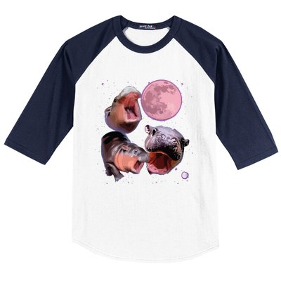 Moo Deng The Famous Baby Bouncy Pig Cute Baby Hippo Baseball Sleeve Shirt