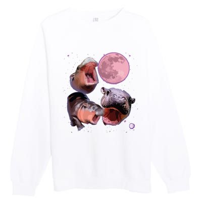 Moo Deng The Famous Baby Bouncy Pig Cute Baby Hippo Premium Crewneck Sweatshirt