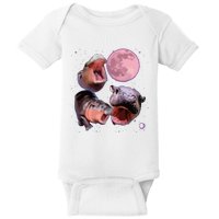 Moo Deng The Famous Baby Bouncy Pig Cute Baby Hippo Baby Bodysuit