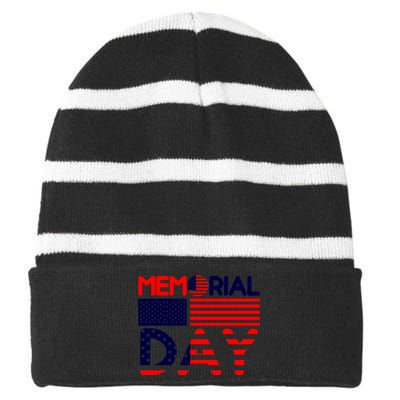 Memorial Day T Striped Beanie with Solid Band