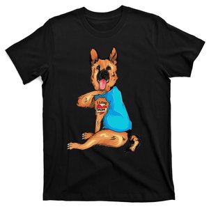 Mother's Day Tattoo I Love Mom German Shepherd Tattooed T-Shirt