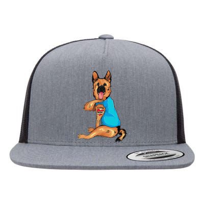 Mother's Day Tattoo I Love Mom German Shepherd Tattooed Flat Bill Trucker Hat