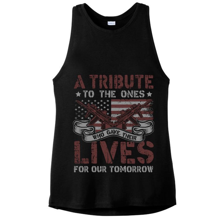 Memorial Day Tribute Graphic Ladies PosiCharge Tri-Blend Wicking Tank