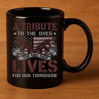 Memorial Day Tribute Graphic 11oz C Handle Ceramic Mug