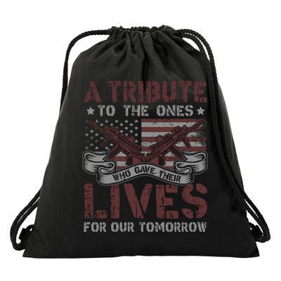 Memorial Day Tribute Graphic Drawstring Bag