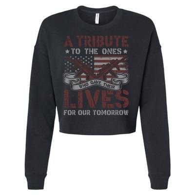 Memorial Day Tribute Graphic Cropped Pullover Crew