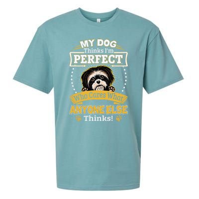 My Dog Thinks I'm Perfect Funny Shih Tzu Owner Sueded Cloud Jersey T-Shirt