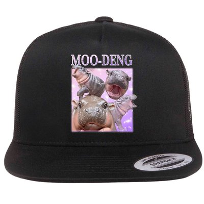 Moo Deng The Famous Baby Pigmy Hippo Moodeng Flat Bill Trucker Hat