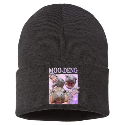 Moo Deng The Famous Baby Pigmy Hippo Moodeng Sustainable Knit Beanie