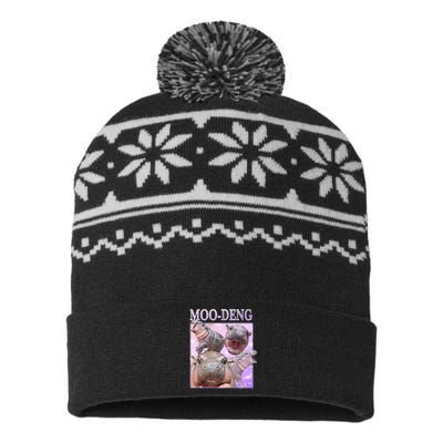 Moo Deng The Famous Baby Pigmy Hippo Moodeng USA-Made Snowflake Beanie