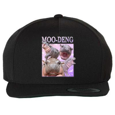 Moo Deng The Famous Baby Pigmy Hippo Moodeng Wool Snapback Cap