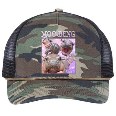 Moo Deng The Famous Baby Pigmy Hippo Moodeng Retro Rope Trucker Hat Cap