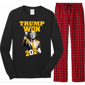 Man Donald Trump Won 2024 Election Inauguration Gift Long Sleeve Pajama Set