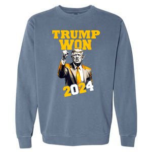 Man Donald Trump Won 2024 Election Inauguration Gift Garment-Dyed Sweatshirt