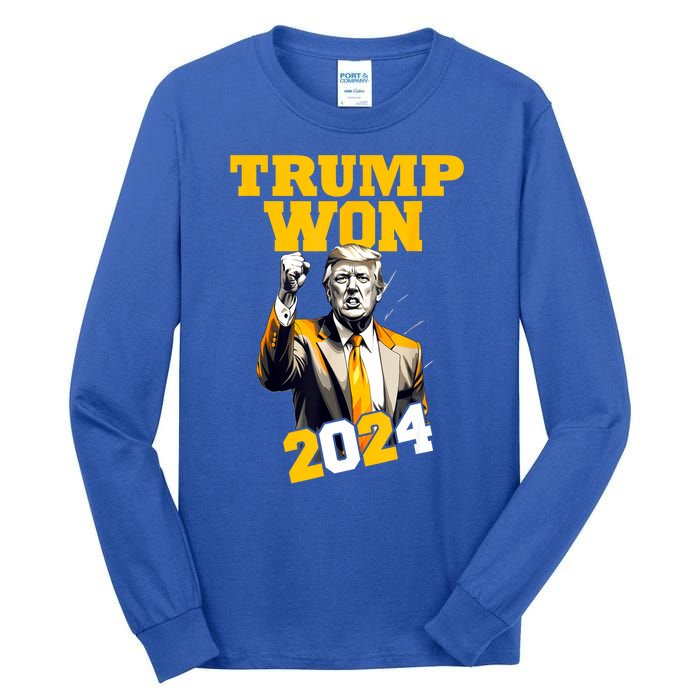 Man Donald Trump Won 2024 Election Inauguration Gift Tall Long Sleeve T-Shirt