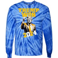 Man Donald Trump Won 2024 Election Inauguration Gift Tie-Dye Long Sleeve Shirt