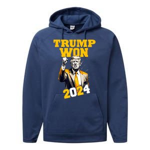 Man Donald Trump Won 2024 Election Inauguration Gift Performance Fleece Hoodie