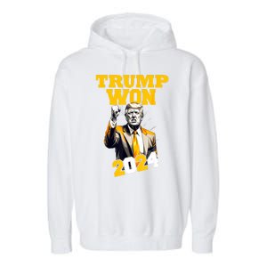 Man Donald Trump Won 2024 Election Inauguration Gift Garment-Dyed Fleece Hoodie