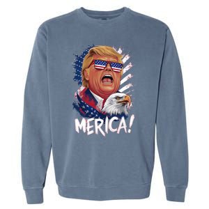 Merica! Donald Trump American Flag Eagle Patriotic Gift Garment-Dyed Sweatshirt