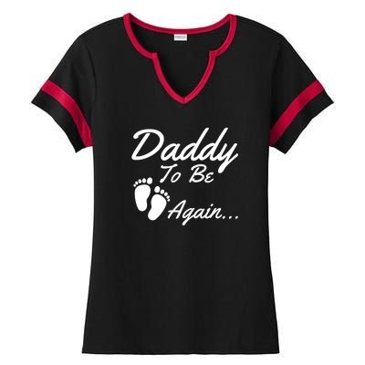 Mens Daddy To Be, Again... Soon To Be Dad Ladies Halftime Notch Neck Tee