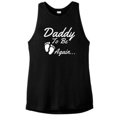 Mens Daddy To Be, Again... Soon To Be Dad Ladies PosiCharge Tri-Blend Wicking Tank