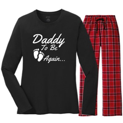 Mens Daddy To Be, Again... Soon To Be Dad Women's Long Sleeve Flannel Pajama Set 