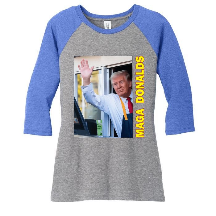 Maga Donalds Trump Funny Fries Fast Food Women's Tri-Blend 3/4-Sleeve Raglan Shirt