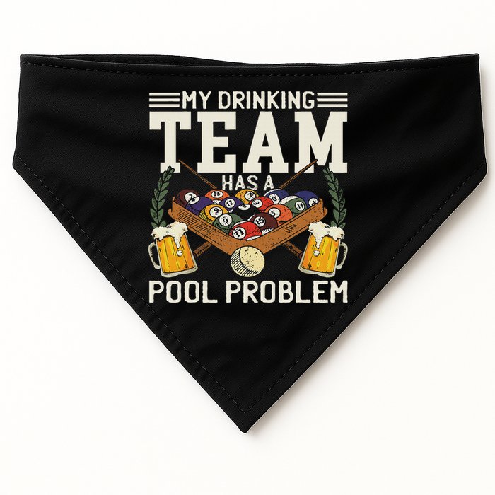 My Drinking Team Has A Pool Problem Billiard Players Themed USA-Made Doggie Bandana