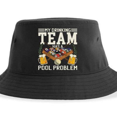 My Drinking Team Has A Pool Problem Billiard Players Themed Sustainable Bucket Hat