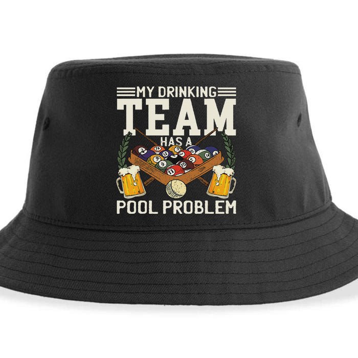 My Drinking Team Has A Pool Problem Billiard Players Themed Sustainable Bucket Hat