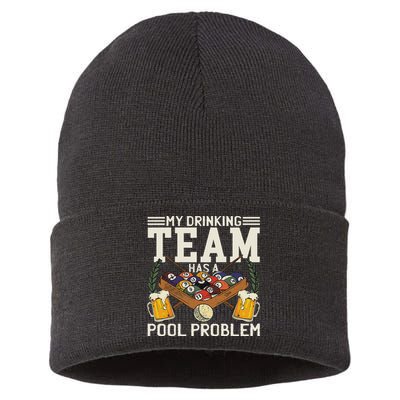 My Drinking Team Has A Pool Problem Billiard Players Themed Sustainable Knit Beanie