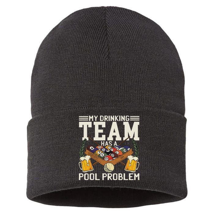 My Drinking Team Has A Pool Problem Billiard Players Themed Sustainable Knit Beanie